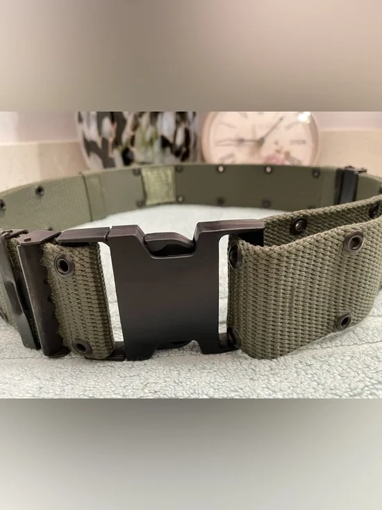 Lot of 2 Tactical Men's Webbing Belts - Khaki & Army Green - Picture 3 of 14